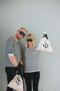 This couple keeps it clean, fun, and cute this Halloween as bank robbers. The best part, this is a super easy DIY Halloween costume you can make at home!